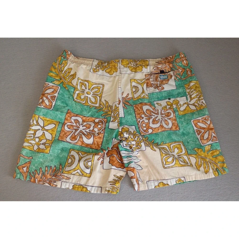 VINTAGE Gotcha Swim Trunks -(Small Flaw) Men's Sz Large- 1980's-Hawaiian Floral - Picture 2 of 12